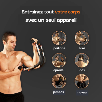 PowerFlex Pro™ — Barre de musculation ajustable pour développer bras, poitrine et haut du corps